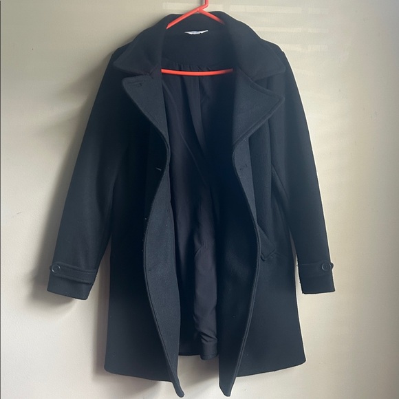 Time & Tru black double-breasted peacoat 100% polyester size M 8/10 - Picture 6 of 7